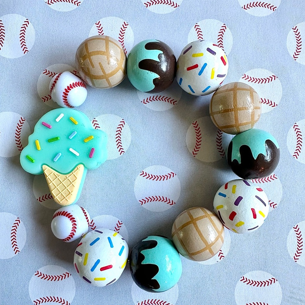 Baseball Drip Ice Swag Ice Cream Sprinkle Cone Bracelet
